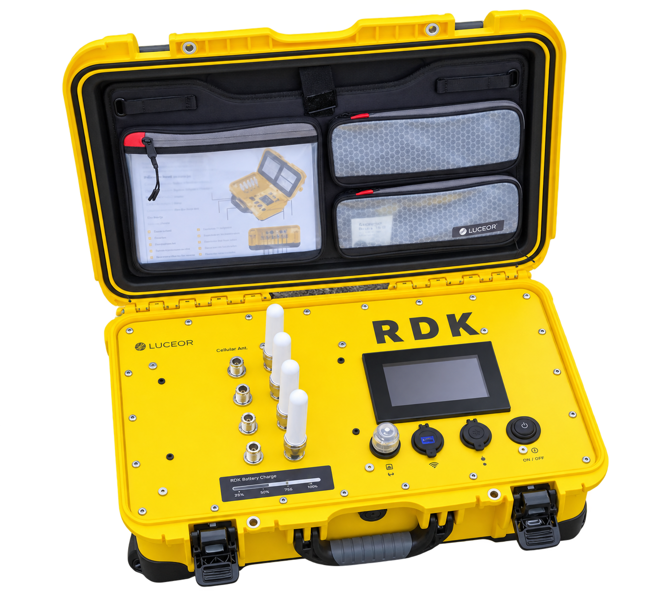 RDK — Open case · Front three-quarter view